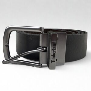 Timberland Reversible Belt Mens Black Brown Leather Gunmetal Swivel Buckle